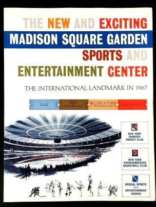 1967 Madison Square Garden Opening 4 Page Brochure With Arena Info Nhl Hockey
