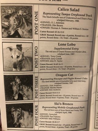 1990 Greyhound Race of Champions Greyhound Program Multnomah Kennel Club 2