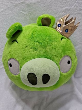 2010 Angry Birds King Pig 8 " Green Plush Ball; By Commonwealth Toy; No Sound Box