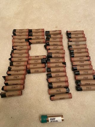 53 Rolls Lincoln Wheat Pennies All 40’s & 50’s From Inheritance