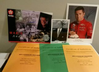 Mario Andretti Gil De Ferran Benny Parsons Hand Signed Photo Car Racing Ot 3