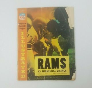 Official Nfl Game Program Los Angeles Rams Vs Minnesota Vikings Sept.  27 1964