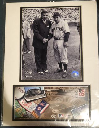 Usps Babe Ruth & Yogi Berra Ny Yankees Licensed 8x10 Photo Matted
