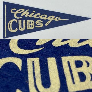 1950s Chicago Cubs Illinois Baseball Mini Pennant Flag 2.  5x5.  75 Wrigley Field B