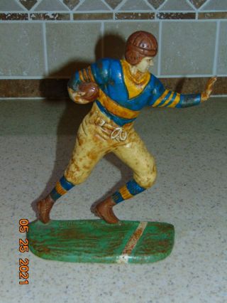 Vintage Football Player Cast Iron Figural Door Stop 9.  5 "
