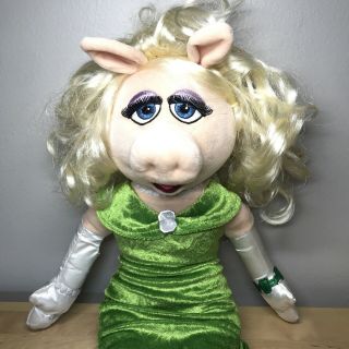 Disney Store Miss Piggy Muppets 19 " Plush Doll Green Dress Evening Gown & Heels