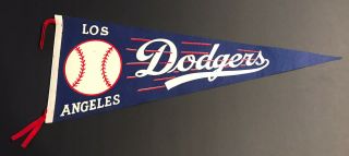 Vintage Early 1960’s Los Angeles Dodgers Full Size Baseball Pennant