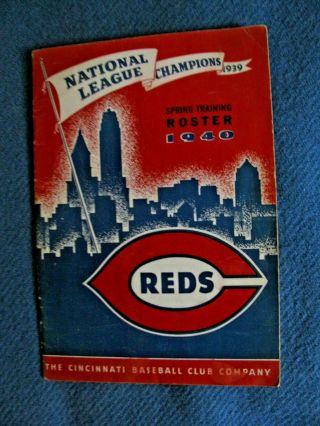 1940 Cincinnati Reds Spring Training Roster - - Media Guide