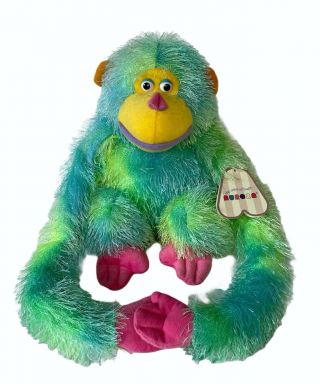 Aurora Bonkers Green Tie Dye Furry Hanging Monkey Ape Gorilla Plush Stuffed Toy