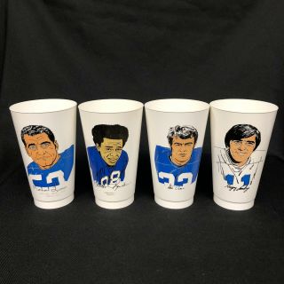 4 Vintage 70’s Detroit Lions 7 - 11 Nfl Slurpee Cups W/sanders Lucci Owens Landry