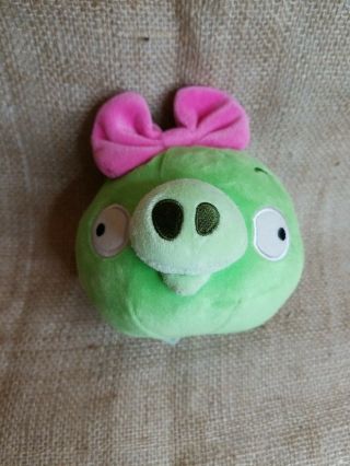 Angry Birds Plush Green Girl Pig With Pink Bow No Sound Bin U