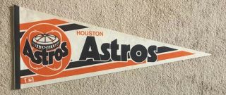 Vintage Retro 1990’s Houston Astros Astrodome Baseball Felt Orange Blue Pennant