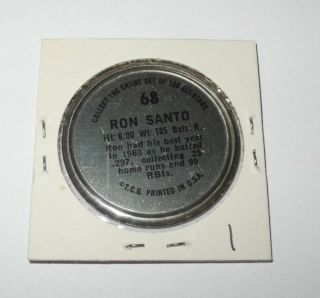 1964 Topps Baseball Coin Pin 68 Ron Santo Chicago Cubs Near 2
