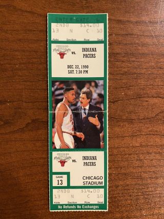 1990 Chicago Bulls Vs Indiana Pacers Full Ticket Michael Jordan