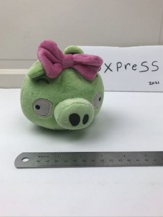 Angry Birds Plush Green Girl Pig With Pink Bow No Sound Bin36