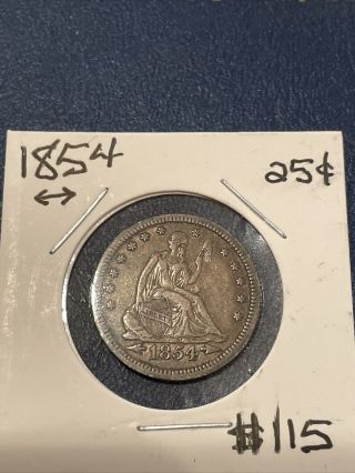 1854 Seated Liberty Silver Quarter W/ Arrows In A Grade Up For