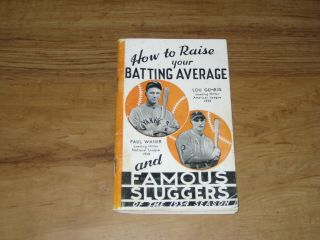1934 How To Raise Your Batting Average - Paul Waner,  Lou Gehrig - Stats Info - Bats