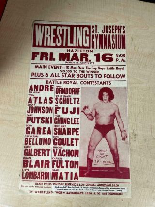 Vintage Wrestling Poster Near Andre The Giant ; Tony Atlas