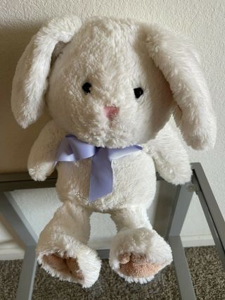 Animal Adventure 2012 White Floppy Bunny Rabbit Plush Lovey 17”