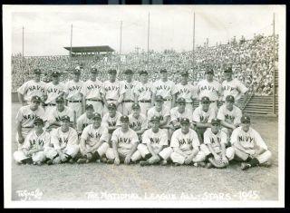 1945 Navy All - Star Baseball Team Photo W/ Major League Players