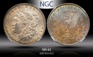1884 - O Morgan Silver Dollar Ngc Ms62 Vibrant Toned Coloring Gorgeous Gem Bu