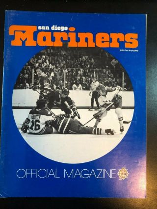 1975/1976 Wha Hockey Program San Diego Mariners Vs Cincinnati Stingers