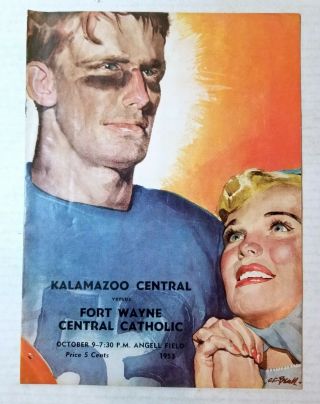 1953 Kalamazoo Central High School Football Program Ft.  Wayne Central Catholic