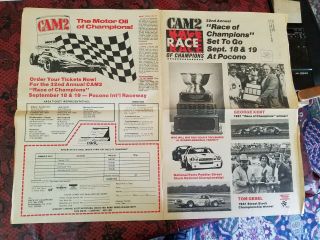1982 Cam2 Race Of Champions At Pocono Speedway Newsprint Mailer Flyer