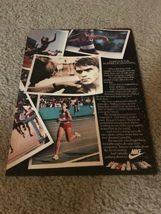 Vintage 1984 Nike Running Steve Prefontaine Poster Print Ad 1980s Rare