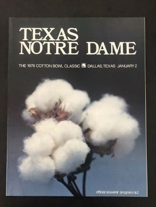1978 Cotton Bowl Game Football Program Notre Dame Vs Texas Longhorns Joe Montana