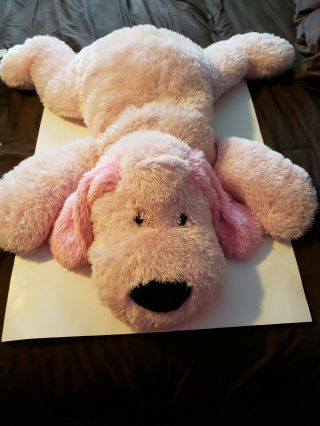 Dan Dee Huge Plush Puppy Dog Pink Floppy Ears Fluffy 32 " Rare Htf Vintage