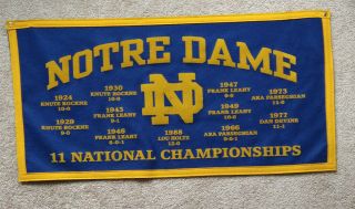 Notre Dame Fighting Irish Football Ncaa 11 X National Championship Banner