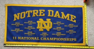 Notre Dame Fighting Irish Football NCAA 11 x National Championship Banner 2