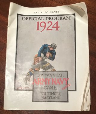 56 Pg.  College Football Sports Program 1924 Army Navy Game Baltimore Stadium