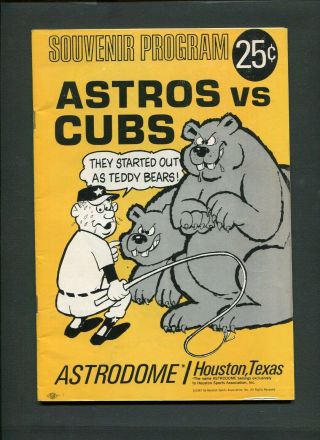 1967 Houston Astros Vs Chicago Cubs Mlb Baseball Program Astrodome 999332