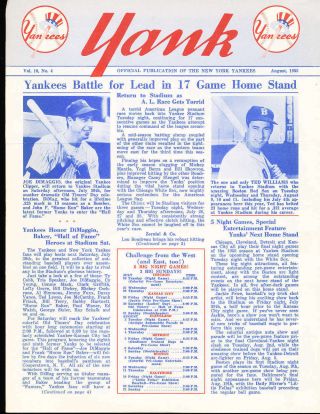 1955 Vol 10 4 Yank York Yankees Newsletter Joe Dimaggio