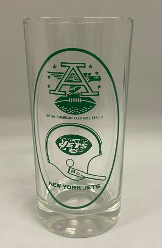 Vintage 1968 Ny Jets American Football League Afl Football Glass 5.  5 "