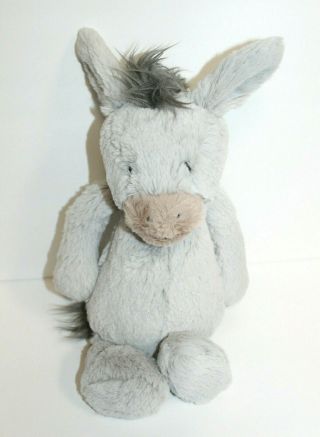 Jellycat Gray Bashful Donkey Plush Soft Toy Stuffed Animal 12 " Rare
