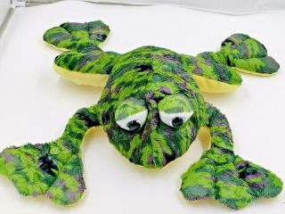 24 " L X 23 " W X 4 " H Green Camo Plush Frog Froggie Stuffed Animal Toy
