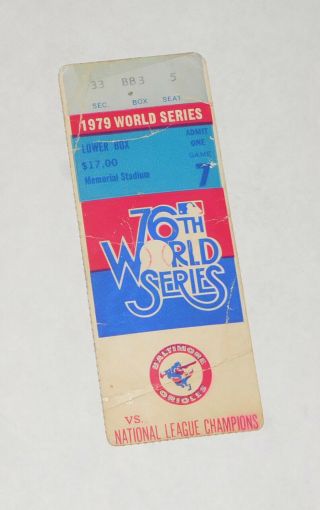 World Series Ticket Stub Pittsburgh Pirates At Baltimore Orioles,  1979,  Game 7