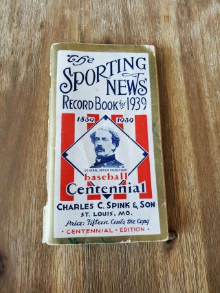 Vintage The Sporting News Record Book For 1939,  Centennial Edition,  Spink & Son
