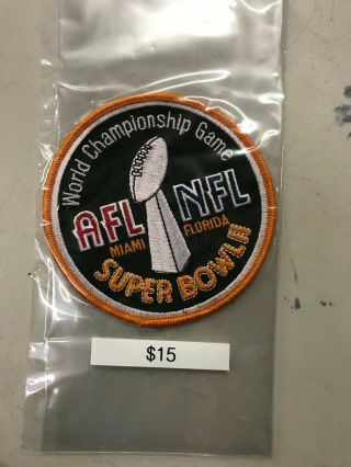 Bowl Ii World Championship Game Afl Vs Nfl Miami Official Patch