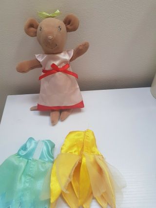 Angelina Ballerina 2003 Cute Girl Mouse Soft Plush Toy Brown & 2 Dresses
