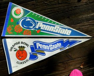 2 Penn State Football Nittany Lions Pennants 1995 Rose Bowl And Orange Bowl