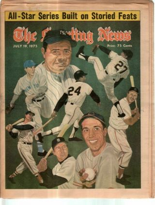The Sporting News Newspaper July 19,  1975 All Star Series Ruth,  Musial,  Kaline G