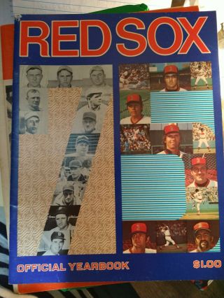1975 Boston Red Sox Official Yearbook Mlb Baseball Yaz Tiant Fisk Lee Evans