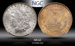 1888 - P Morgan Silver Dollar Ngc Ms 62 Gorgeous Golden Color Toned Appeal