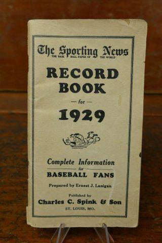 Vintage 1929 Sporting News Baseball Record Book - Charles C Spink & Son