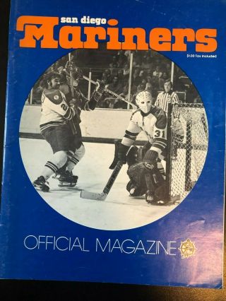 1975/1976 Wha Hockey Program San Diego Mariners Vs England Whalers