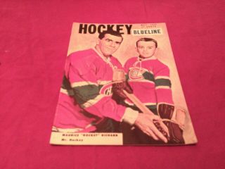 May 1958 Hockey Blueline Magazne Maurice Richard On The Cover